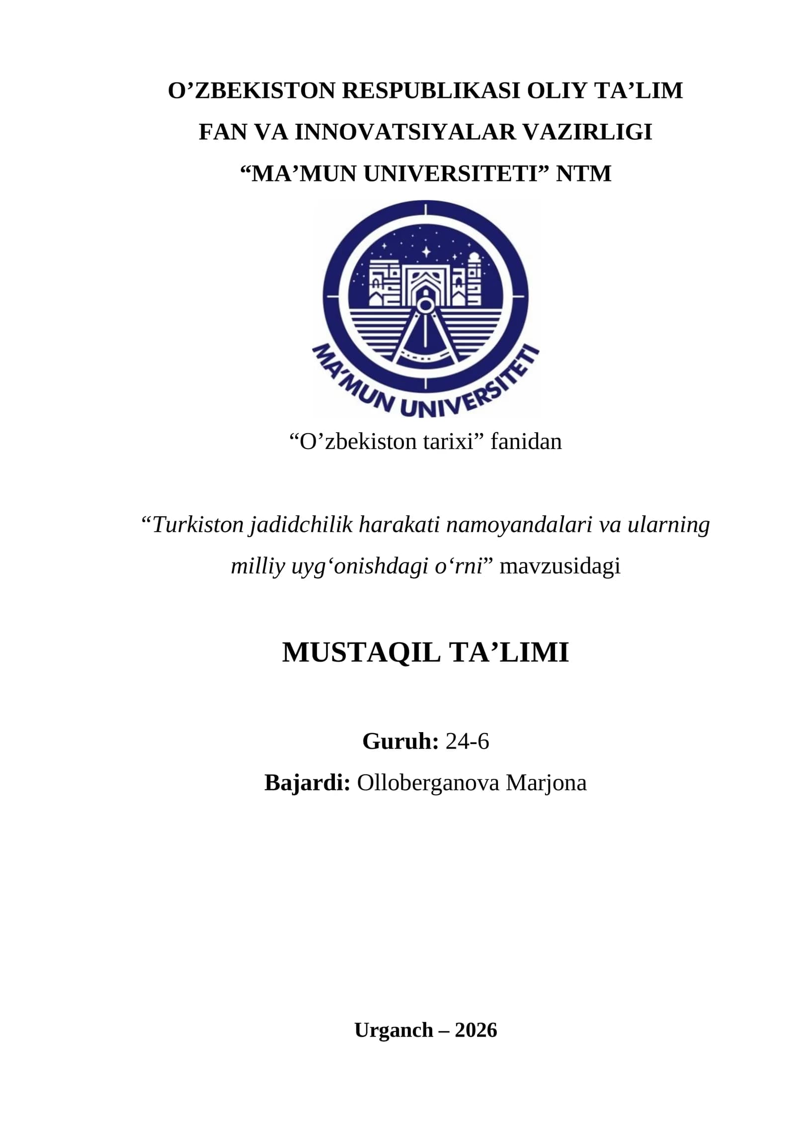 Turkiston jadidchilik harakati namoyandalari va ularning milliy uyg‘onishdagi o‘rni