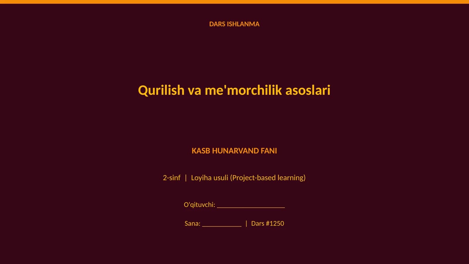Qurilish va me'morchilik asoslari
