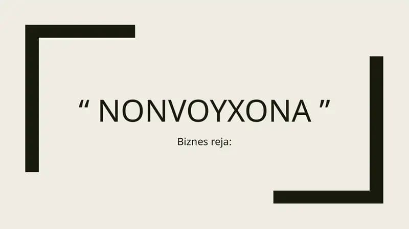 Nonvoyxona biznes reja