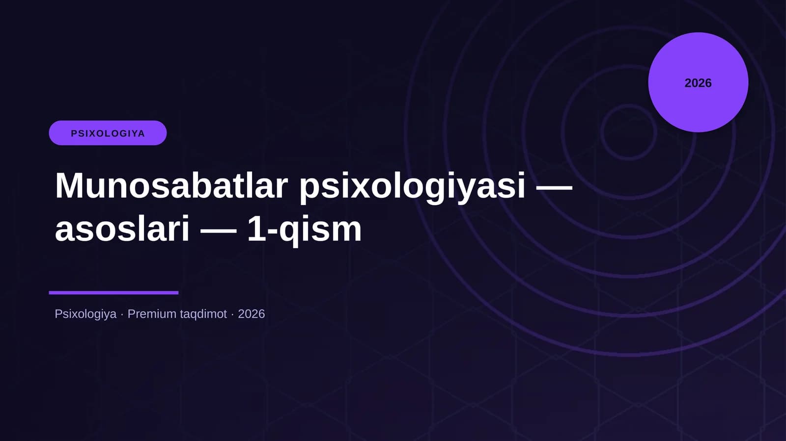 Munosabatlar psixologiyasi — asoslari — 1-qism
