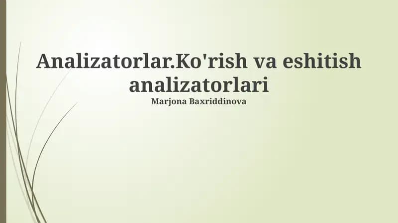 Analizatorlar.Ko'rish va eshitish analizatorlari
