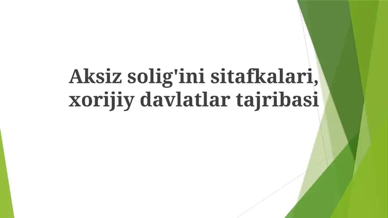 Aksiz soliq stavkalarining iqtisodiy ta'siri