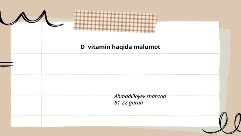 D vitamin haqida malumot