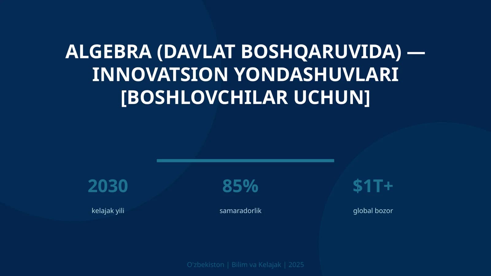 Algebra (davlat boshqaruvida) — innovatsion yondashuvlari [boshlovchilar uchun]