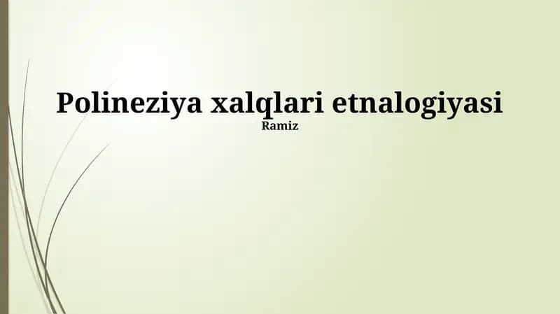 Polineziya xalqlari etnalogiyasi
