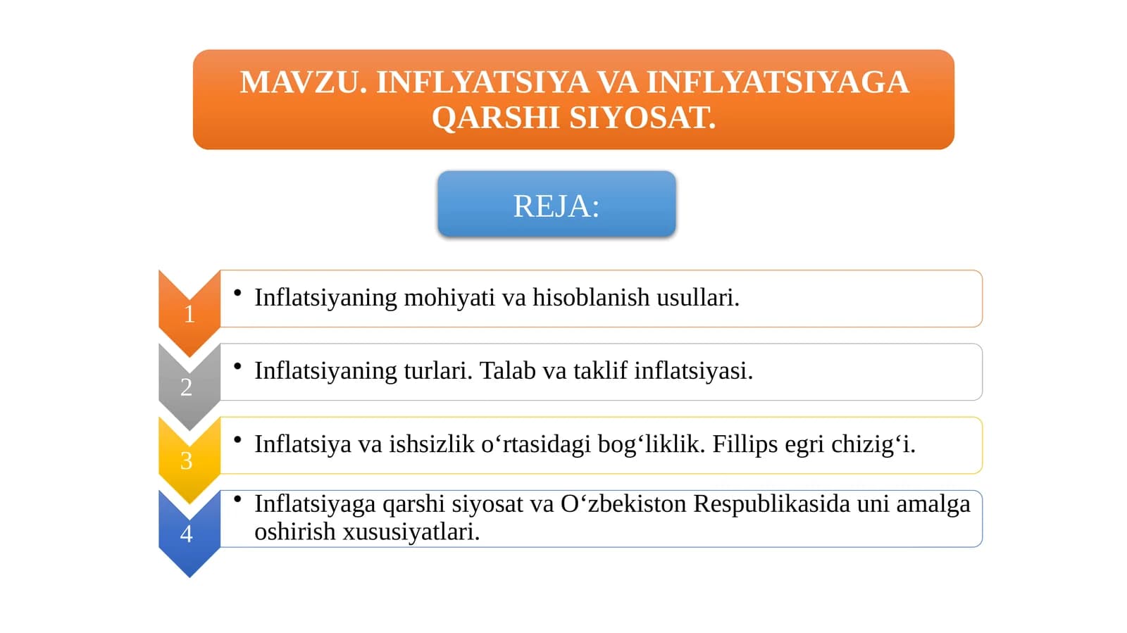 Inflatsiyaning mohiyati va hisoblanishi usullari