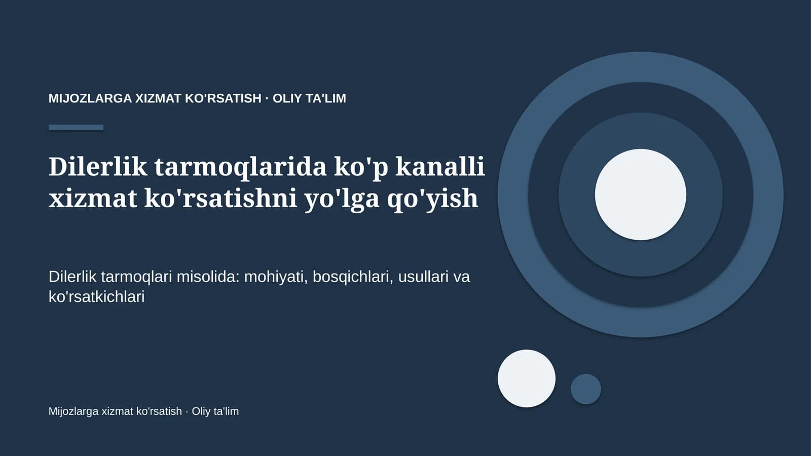 dilerlik tarmoqlarida ko'p kanalli xizmat ko'rsatishni yo'lga qo'yish 7194