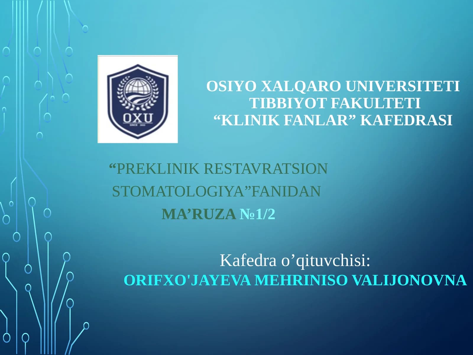 Preklinik restavratsion stomatologiyasi