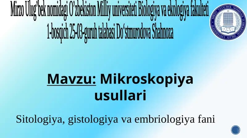 Mikroskopiya usullari