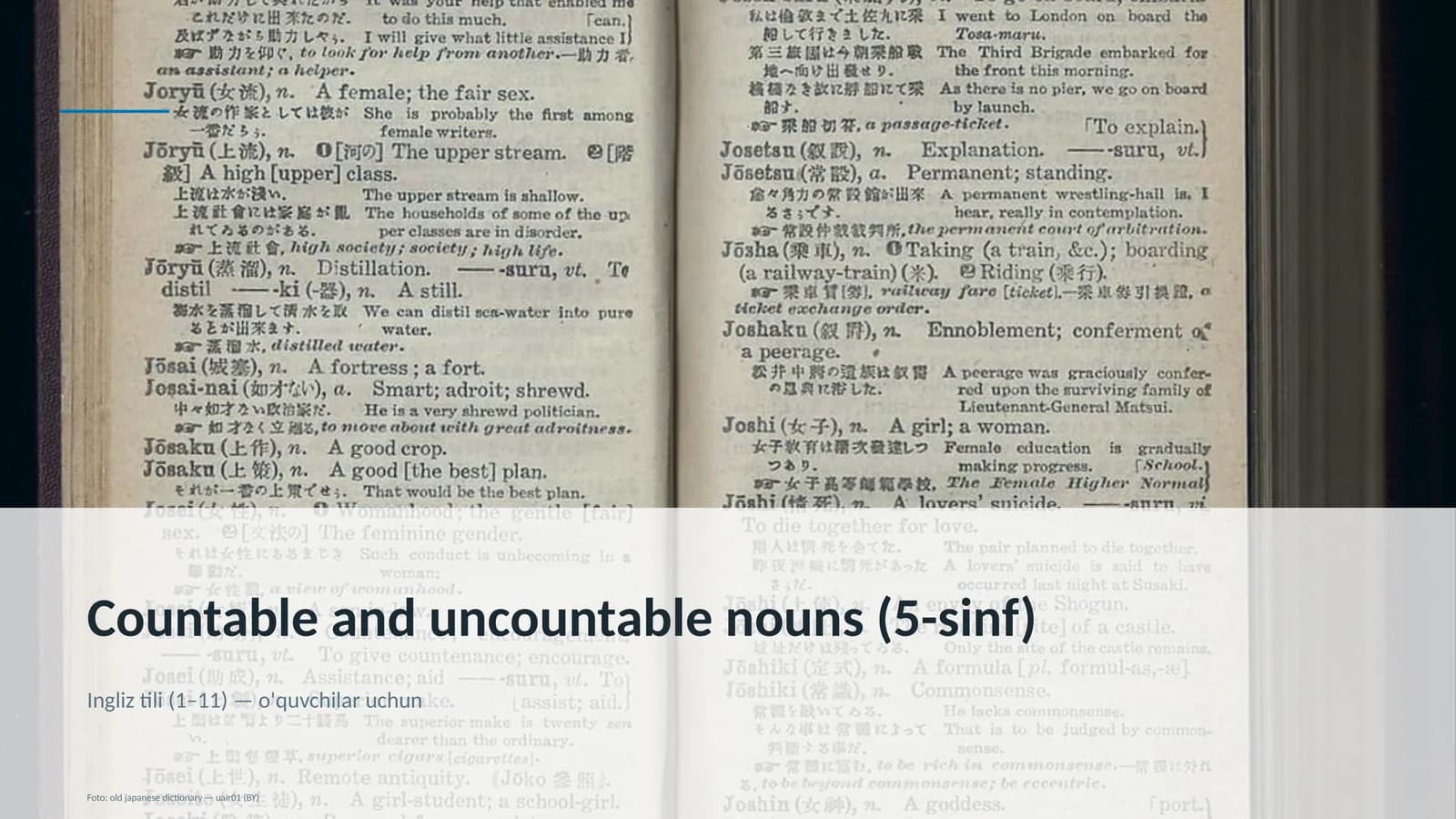 Countable and uncountable nouns (5-sinf)