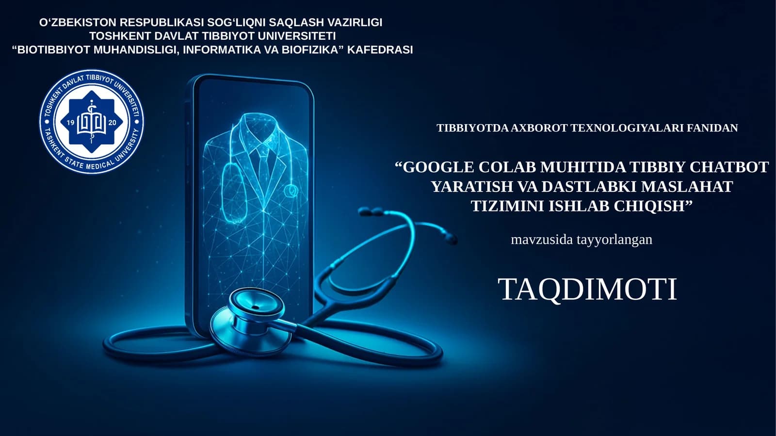 Google Colab va Tibbiy Chatbotlar haqida Umumiy Ma'lumot
