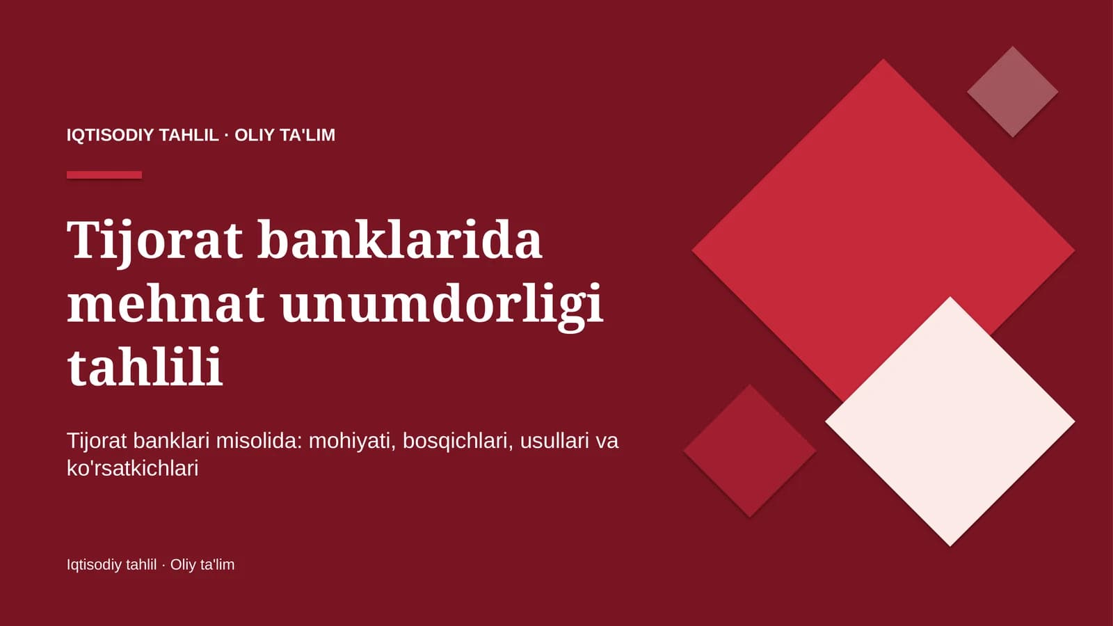 tijorat banklarida mehnat unumdorligi tahlili 6672