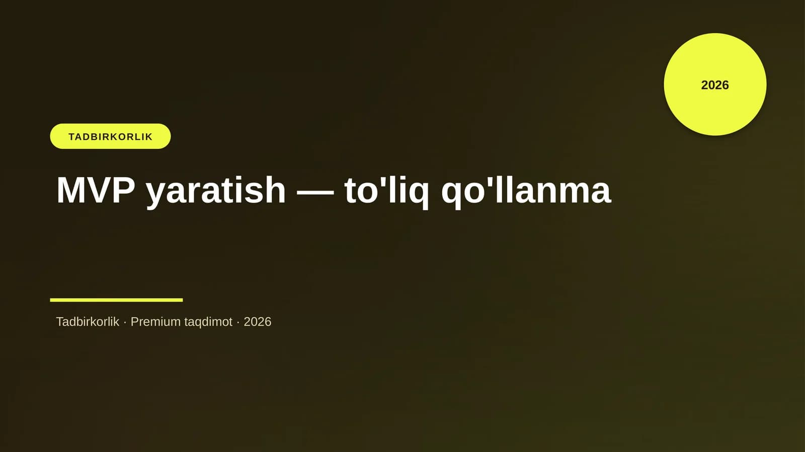 MVP yaratish — to'liq qo'llanma