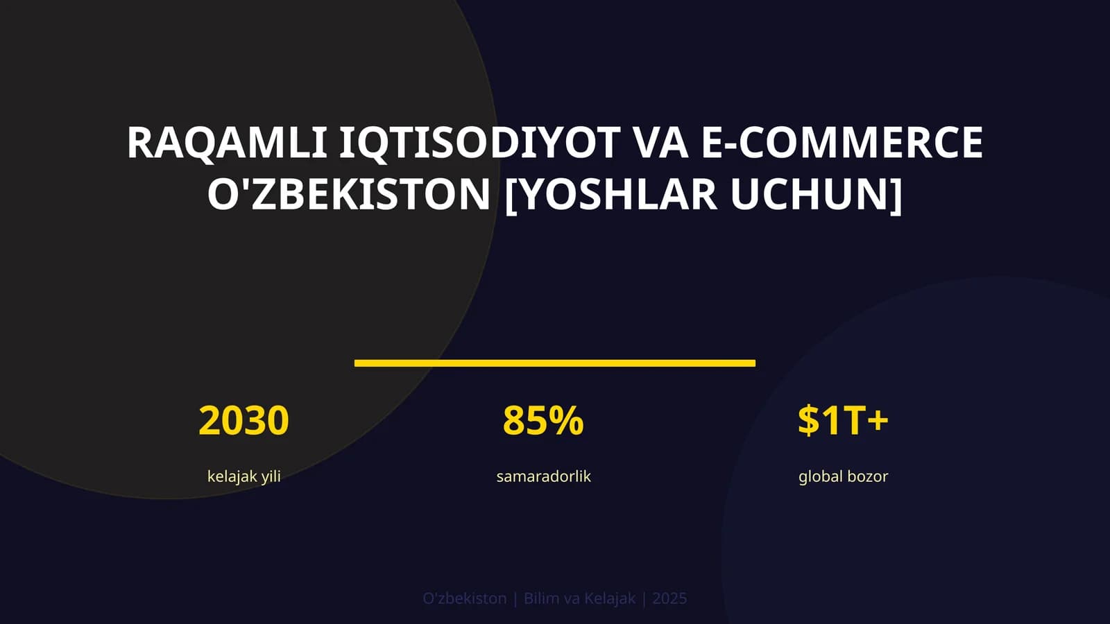 Raqamli iqtisodiyot va e-commerce O'zbekiston [yoshlar uchun]