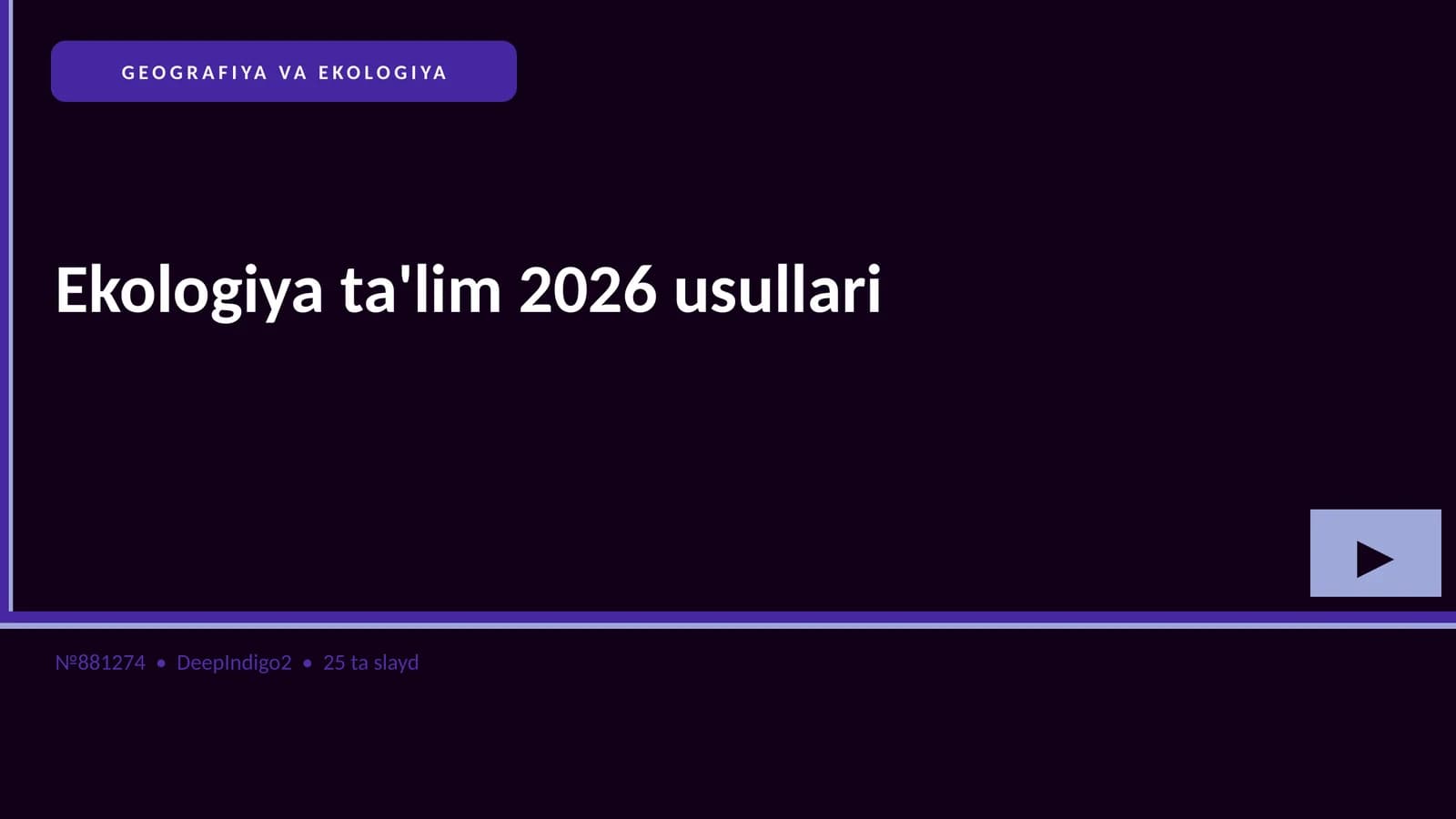 Ekologiya ta'lim 2026 usullari