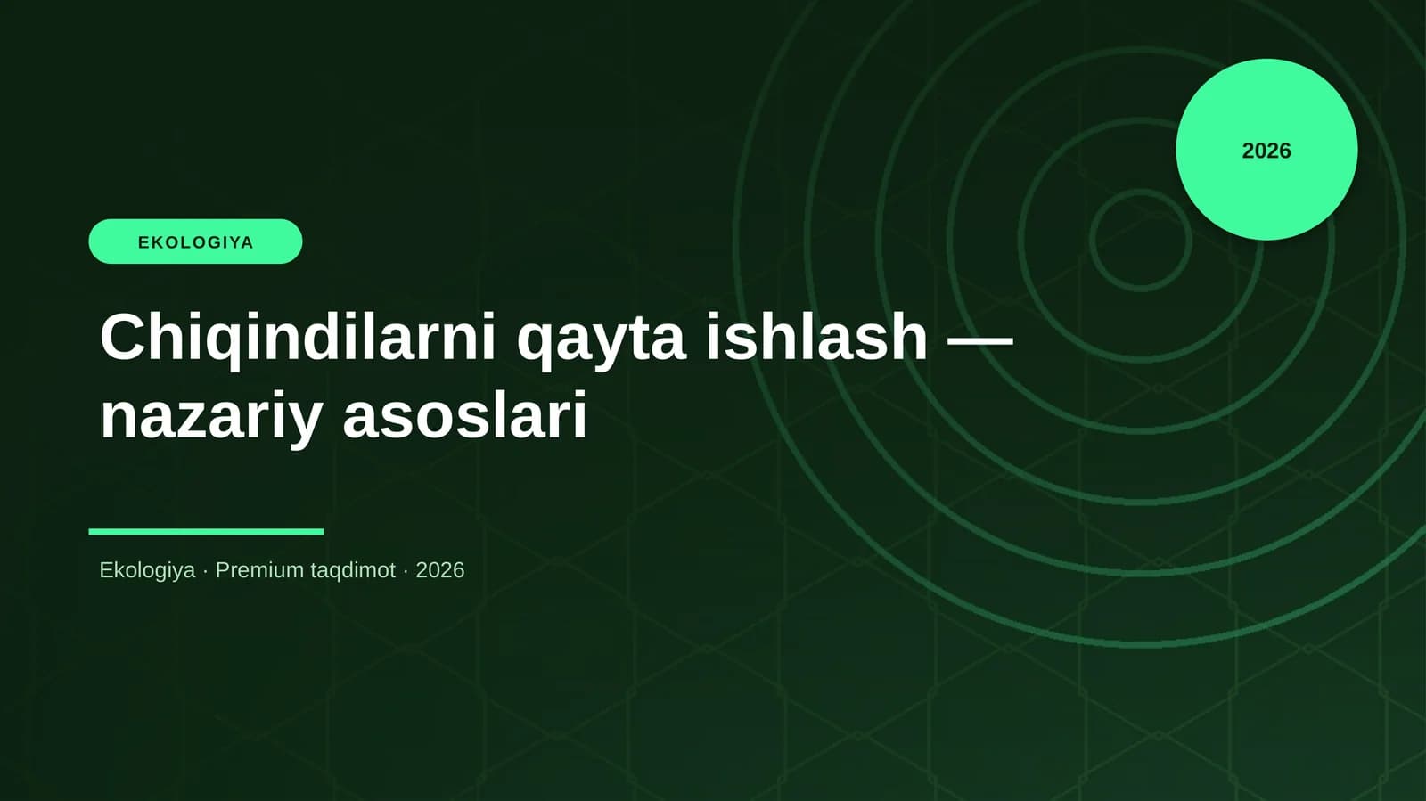 Chiqindilarni qayta ishlash — nazariy asoslari