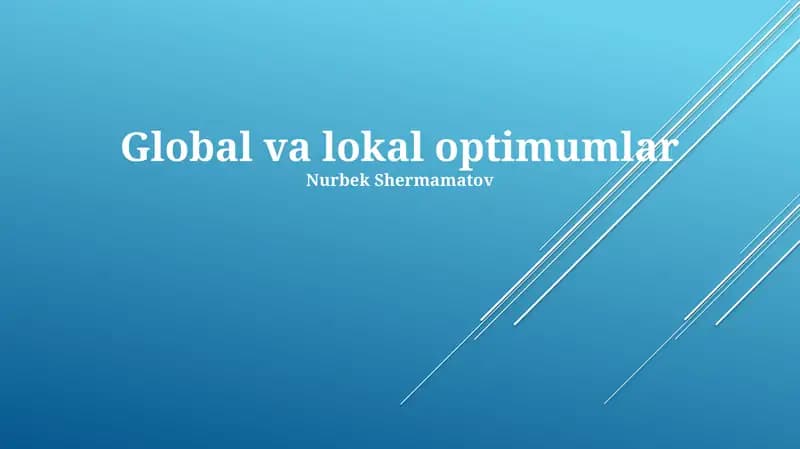 Global va lokal optimumlar