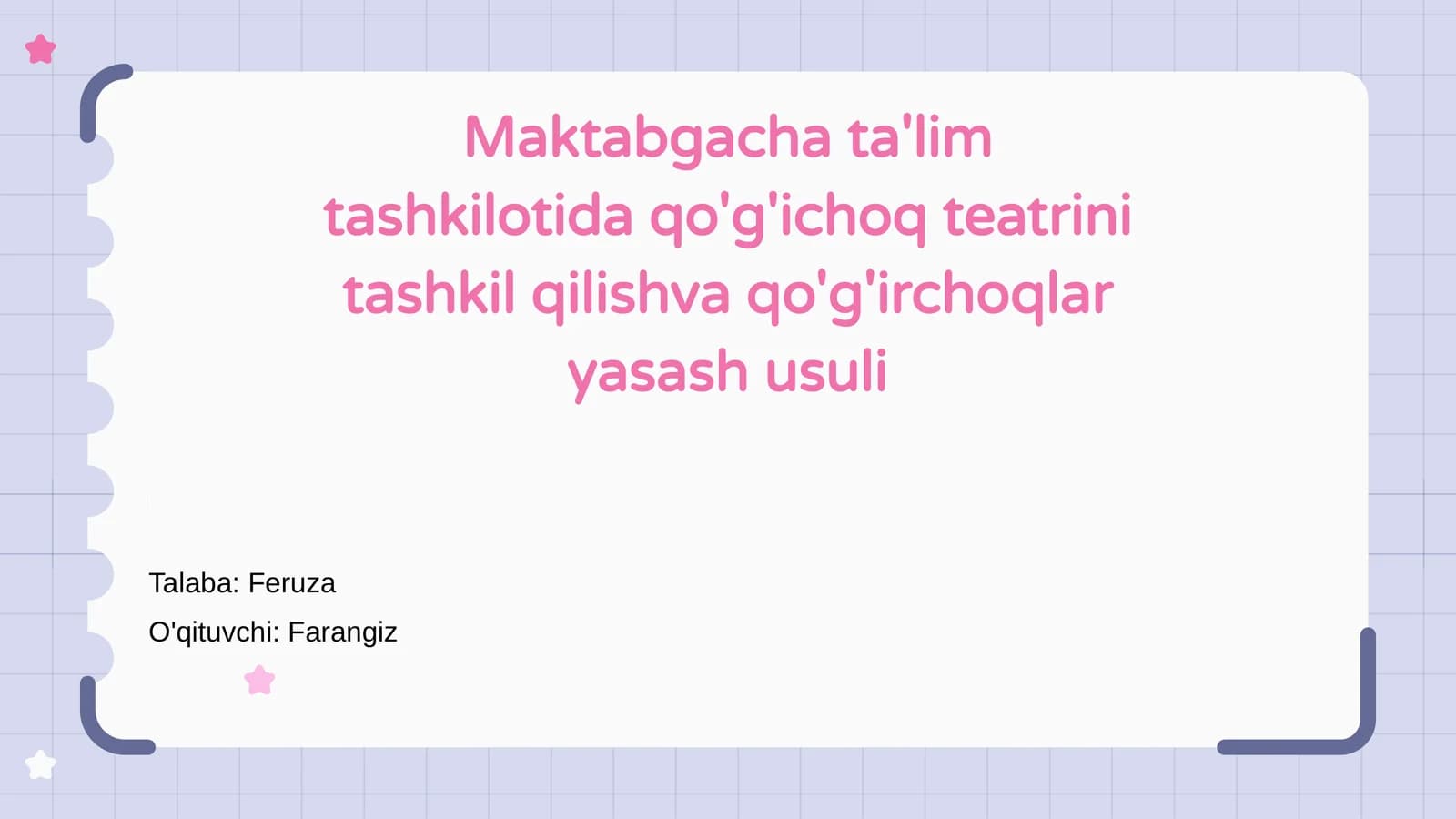 Maktabgacha ta'limda Qo'g'ichoq Teatrini Tashkil Etish