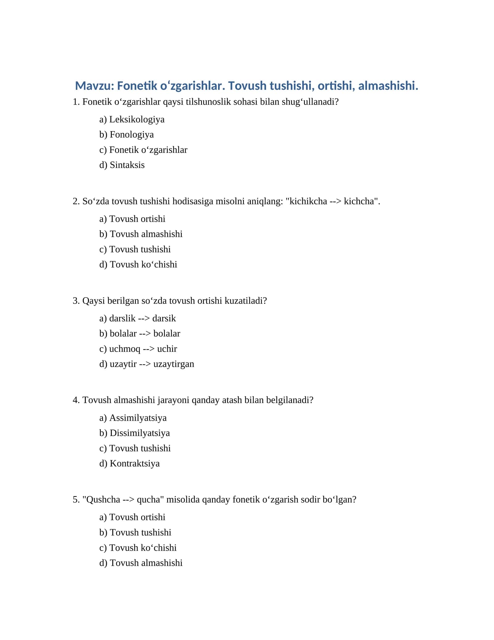 Fonetik oʻzgarishlar