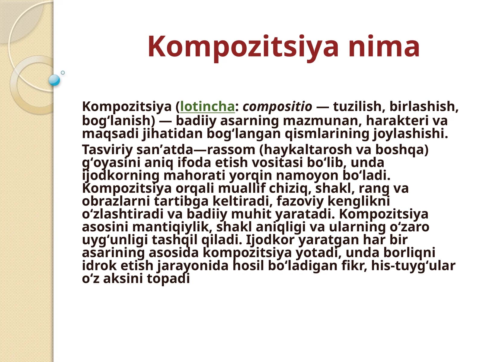 Kompozitsiya asoslari — Tasviriy va amaliy san'at uchun tayyor prezentatsiya