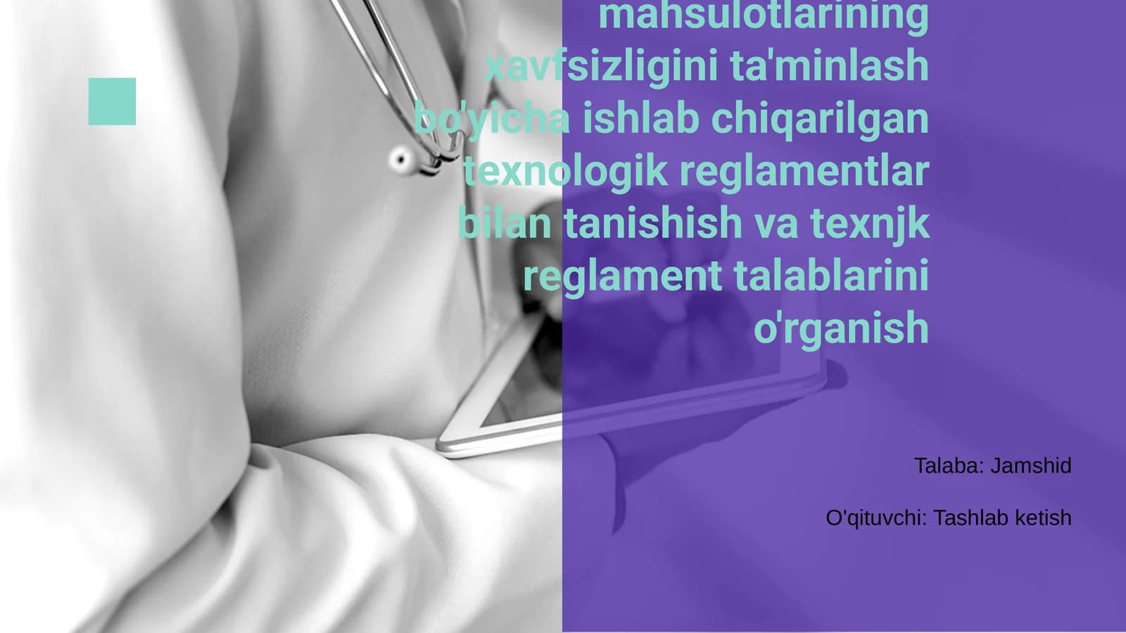Texnologik reglamentlar va xavfsizlik
