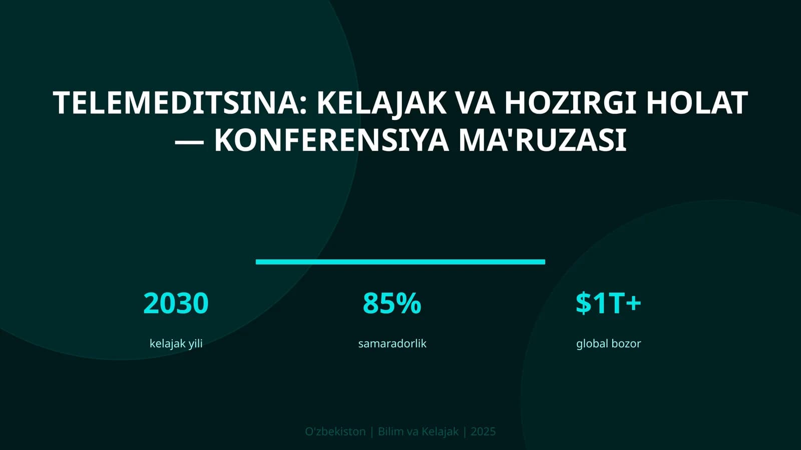 Telemeditsina: kelajak va hozirgi holat — konferensiya ma'ruzasi