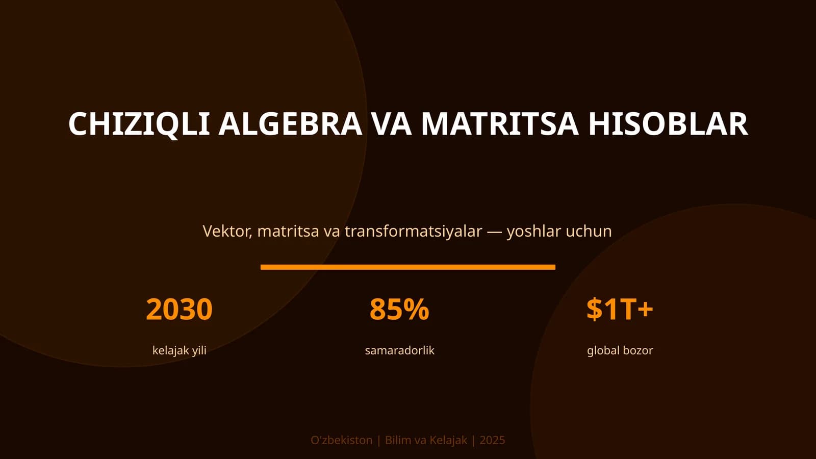 CHIZIQLI ALGEBRA VA MATRITSA HISOBLAR