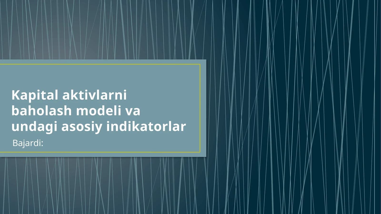 Kapital aktivlarni baholash modeli va undagi asosiy indikatorlar