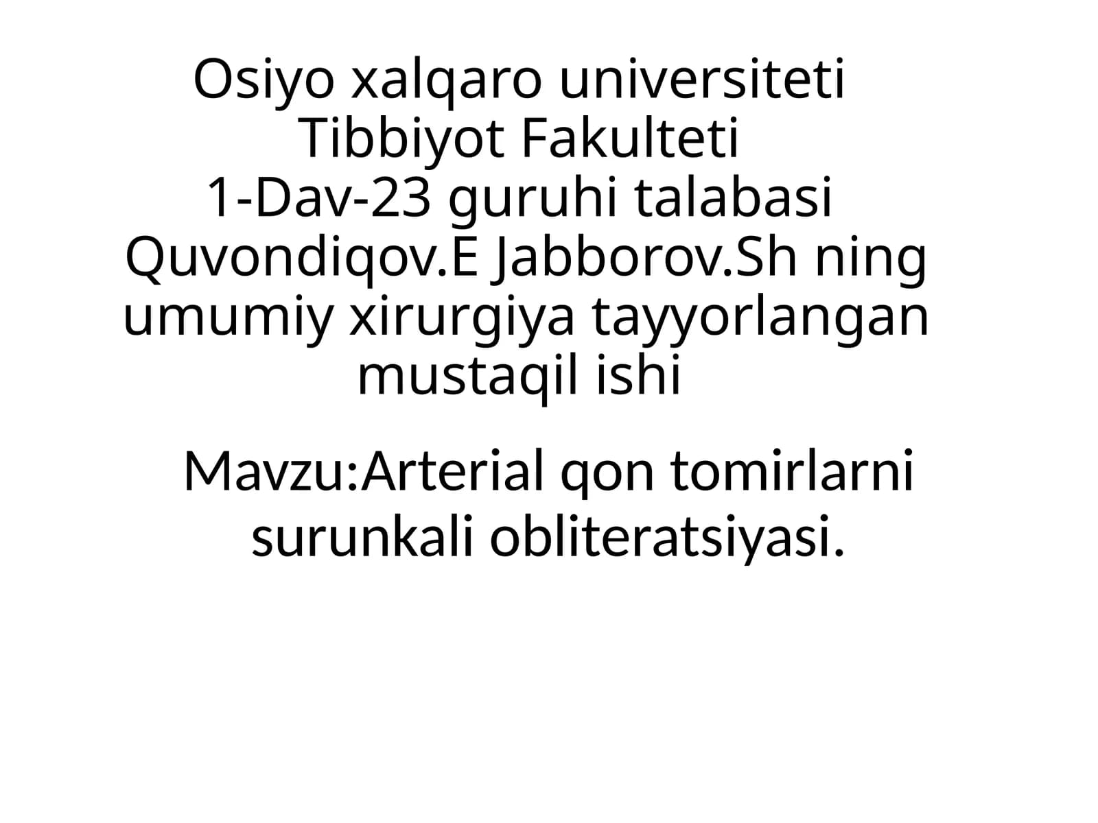 Arterial qon tomirlarni surunkali obliteratsiyasi