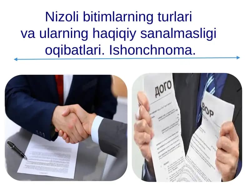 Nizoli bitimlarning turlari va ularning haqiqiy sanalmasligi
