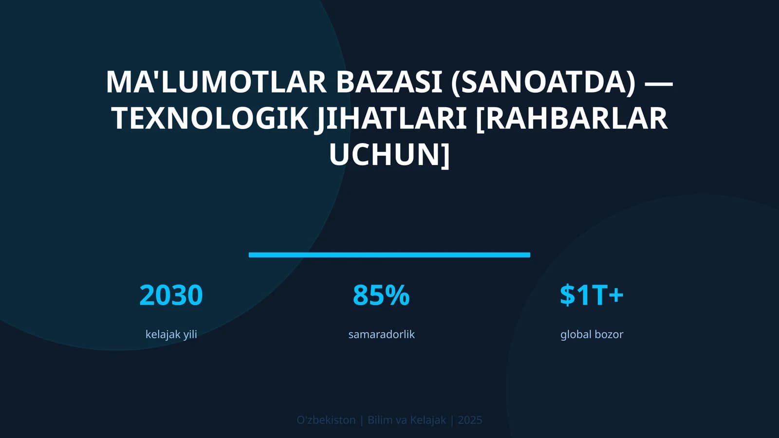 Ma'lumotlar bazasi (sanoatda) — texnologik jihatlari [rahbarlar uchun]