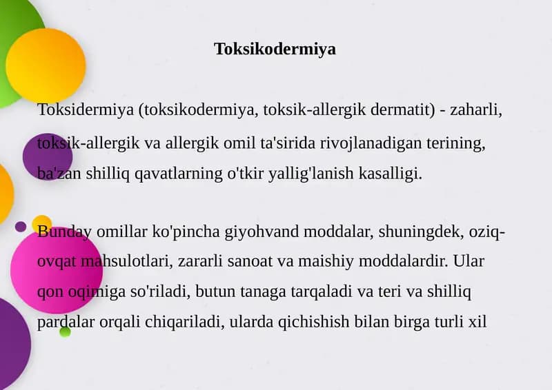 Toksikodermiya