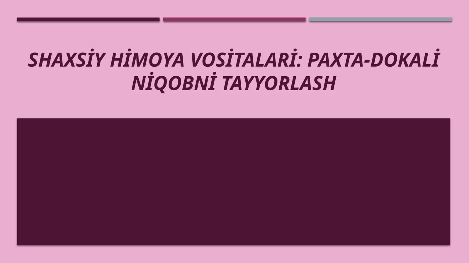 Shaxsiy himoya vositalari Paxta-dokali niqobni tayyorlash