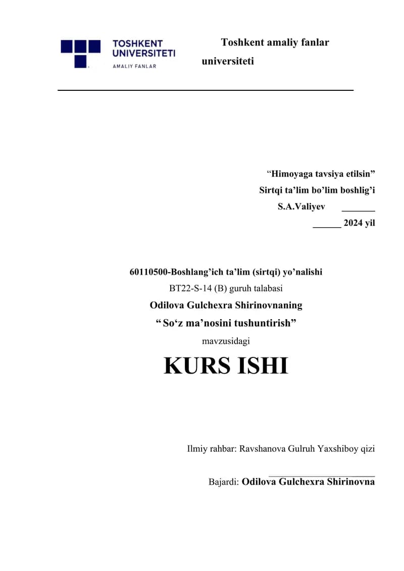 Soʻz maʼnosini tushuntirish