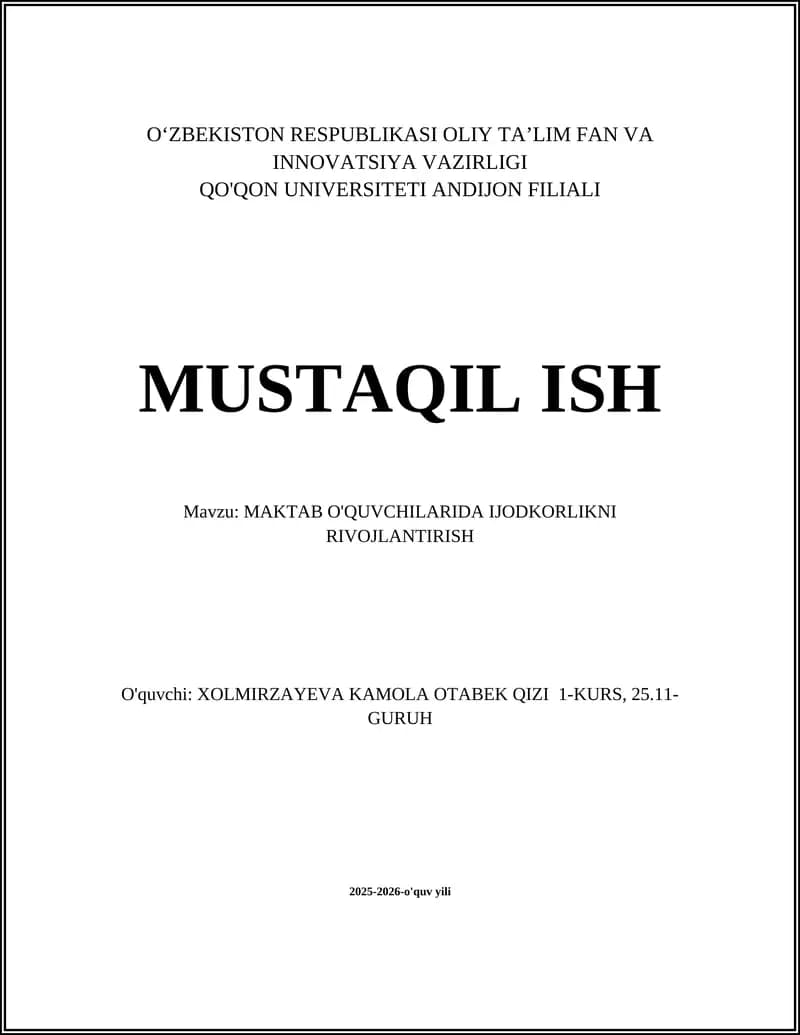 Darslarda Ijodiy Fikrlashni Rivojlantirish Metodlari