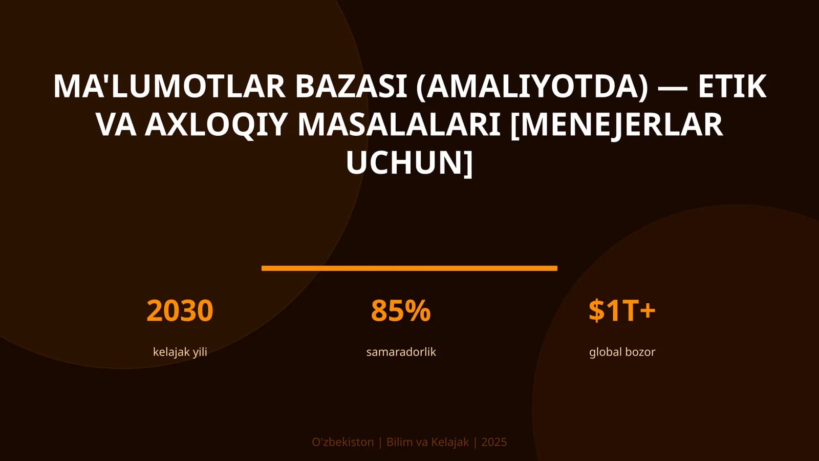 MA'LUMOTLAR BAZASI (AMALIYOTDA) — ETIK VA AXLOQIY MASALALARI [MENEJERLAR UCHUN]