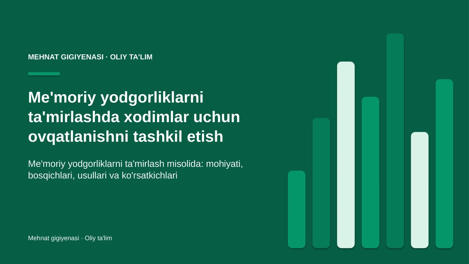 me'moriy yodgorliklarni ta'mirlashda xodimlar uchun ovqatlanishni tashkil etish 2985