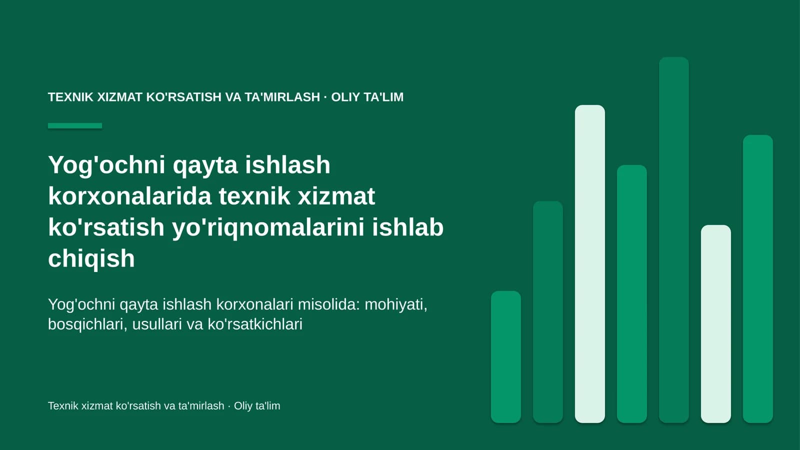 yog'ochni qayta ishlash korxonalarida texnik xizmat ko'rsatish yo'riqnomalarini ishlab chiqish 5156