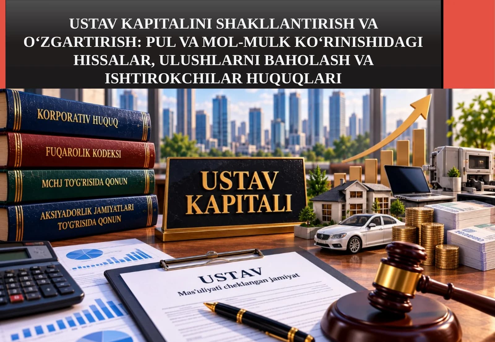 USTAV KAPITALINI SHAKLLANTIRISH VA O‘ZGARTIRISH: PUL VA MOL-MULK KO‘RINISHIDAGI HISSALAR, ULUSHLARNI BAHOLASH VA ISHTIROKCHILAR HUQUQLARI