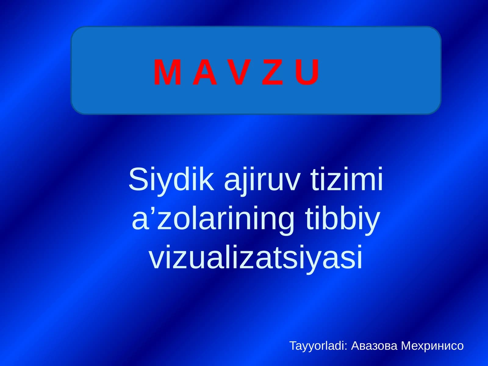 Siydikajiruvtizimia’zolariningtibbiyvizualizatsiyasi