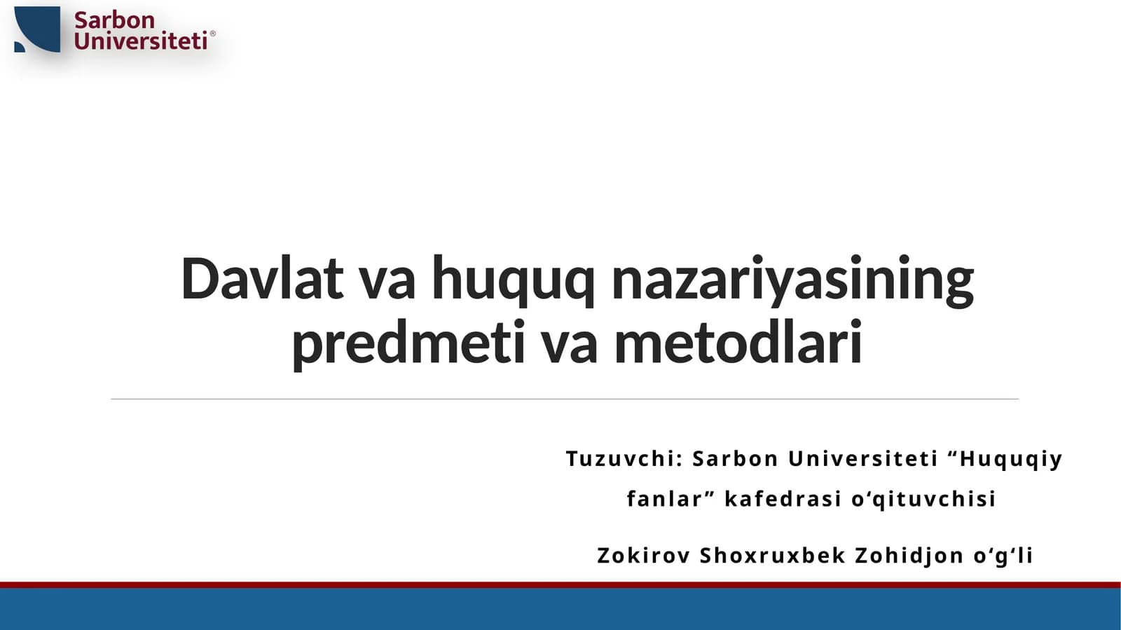 Davlat va huquq nazariyasining predmeti va metodlari