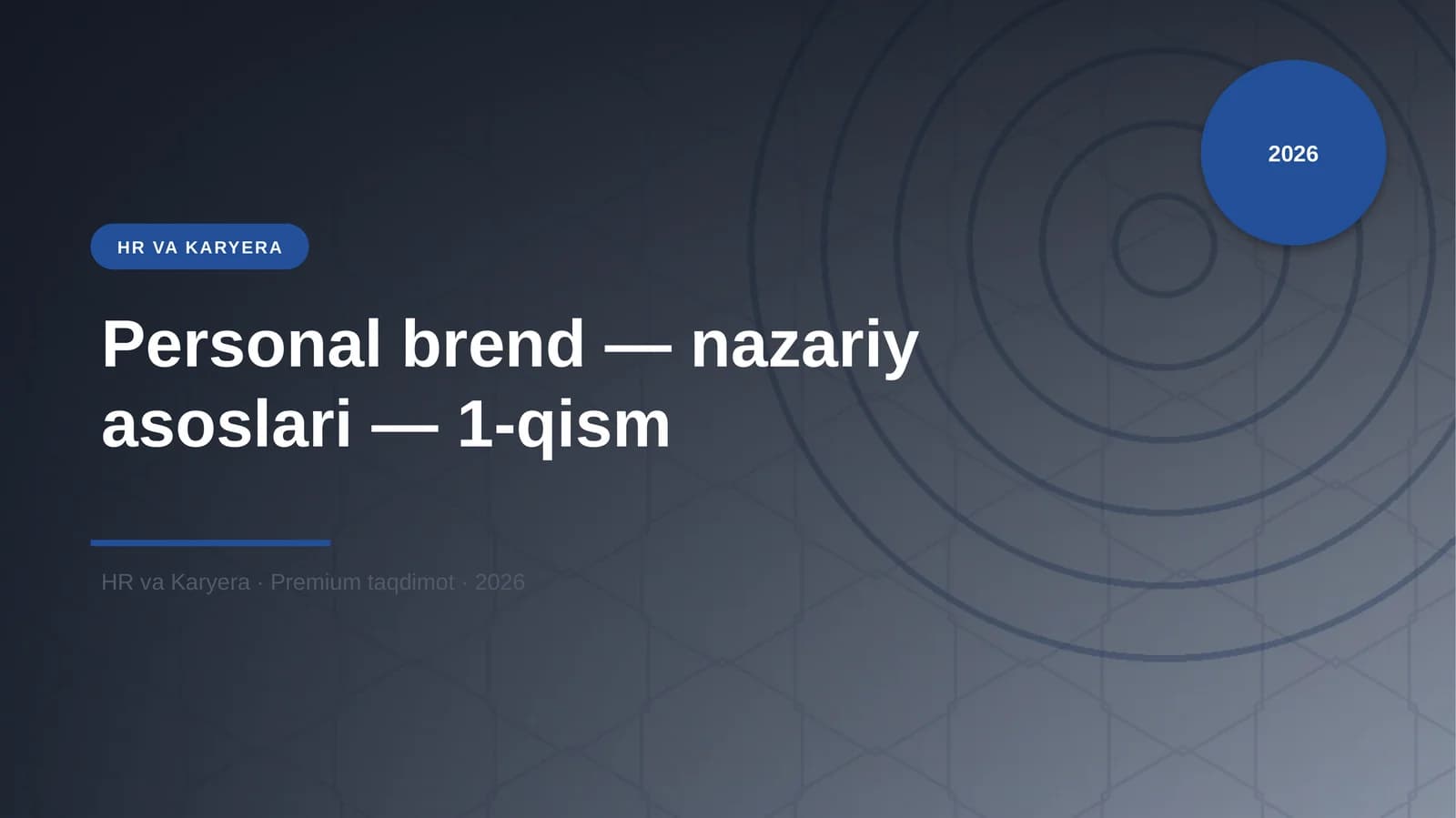 Personal brend — nazariy asoslari — 1-qism
