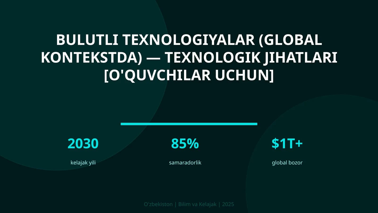 Bulutli texnologiyalar (global kontekstda) — texnologik jihatlari [o'quvchilar uchun]