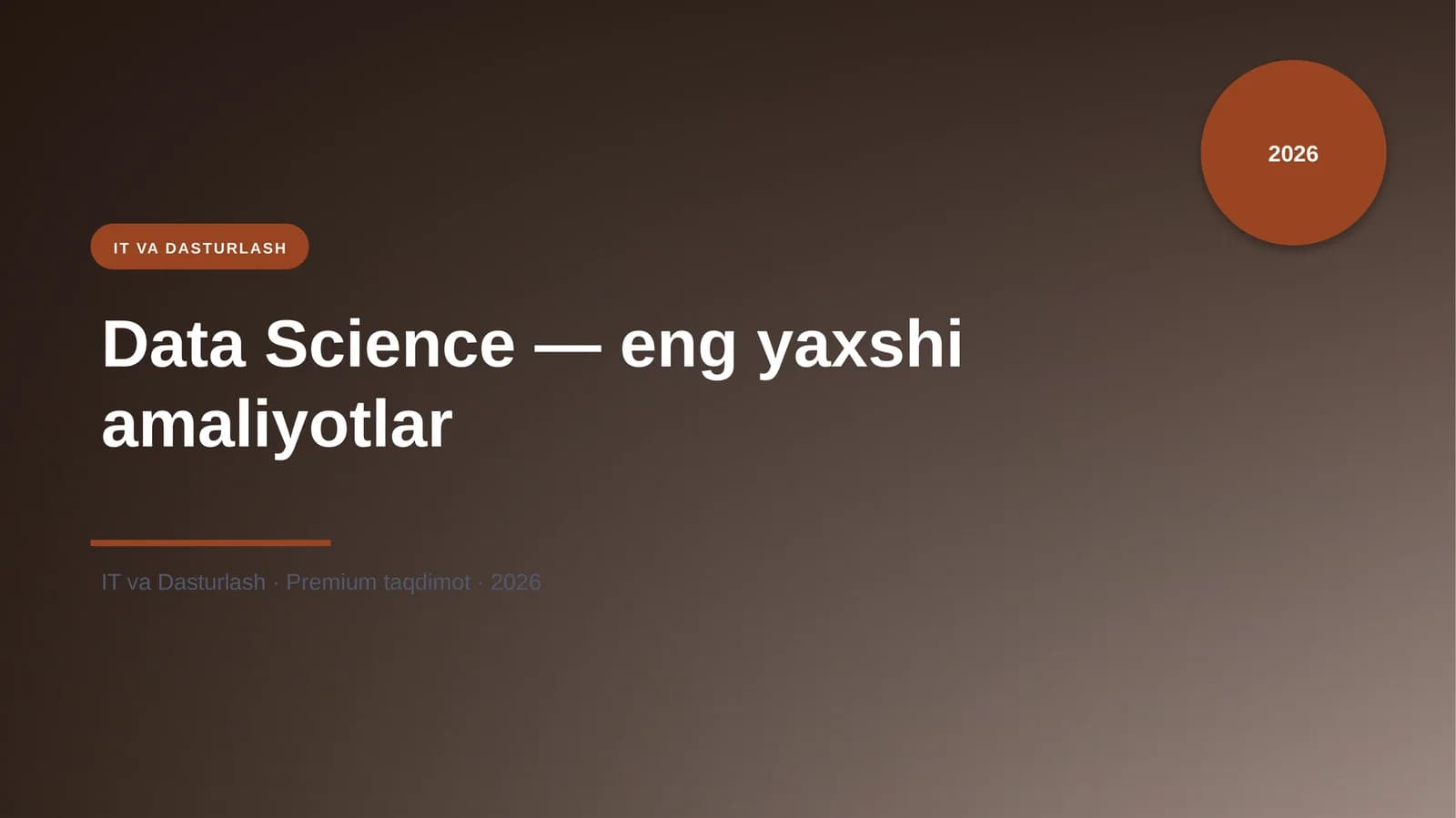 Data Science — eng yaxshi amaliyotlar