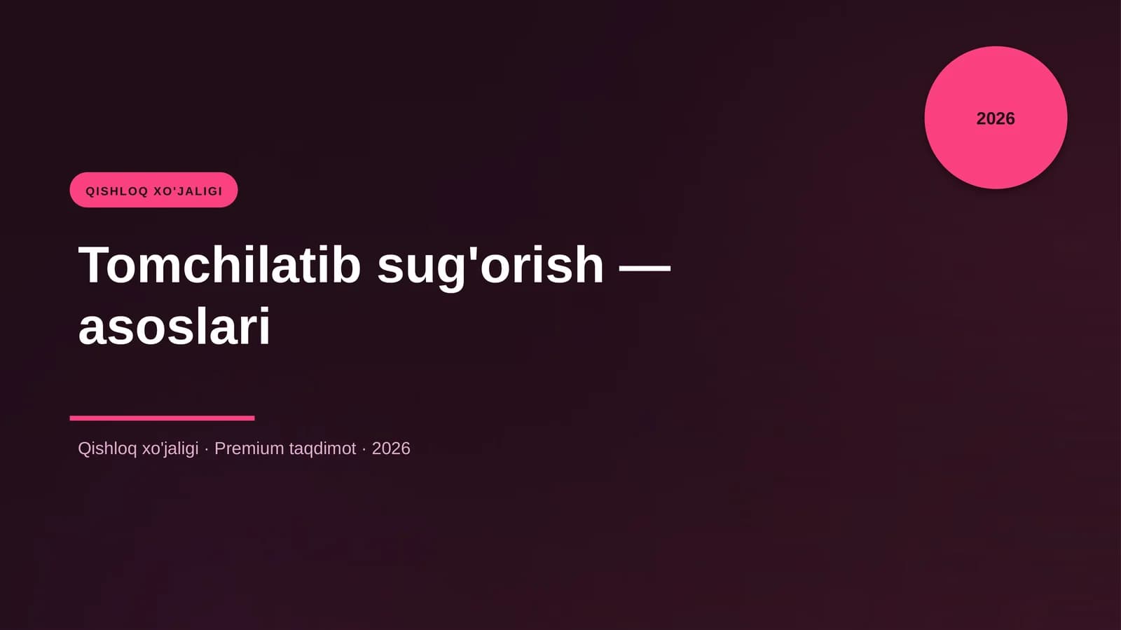 Tomchilatib sug'orish — asoslari