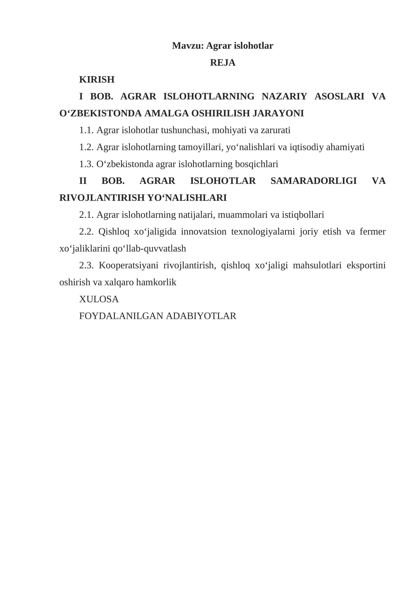Agrar islohotlar