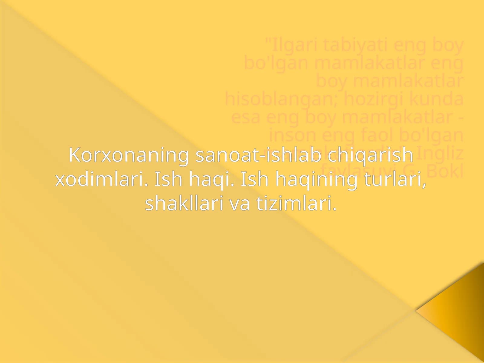 Iqtisodiyot - Korxona xodimlari va ish haqi tizimi