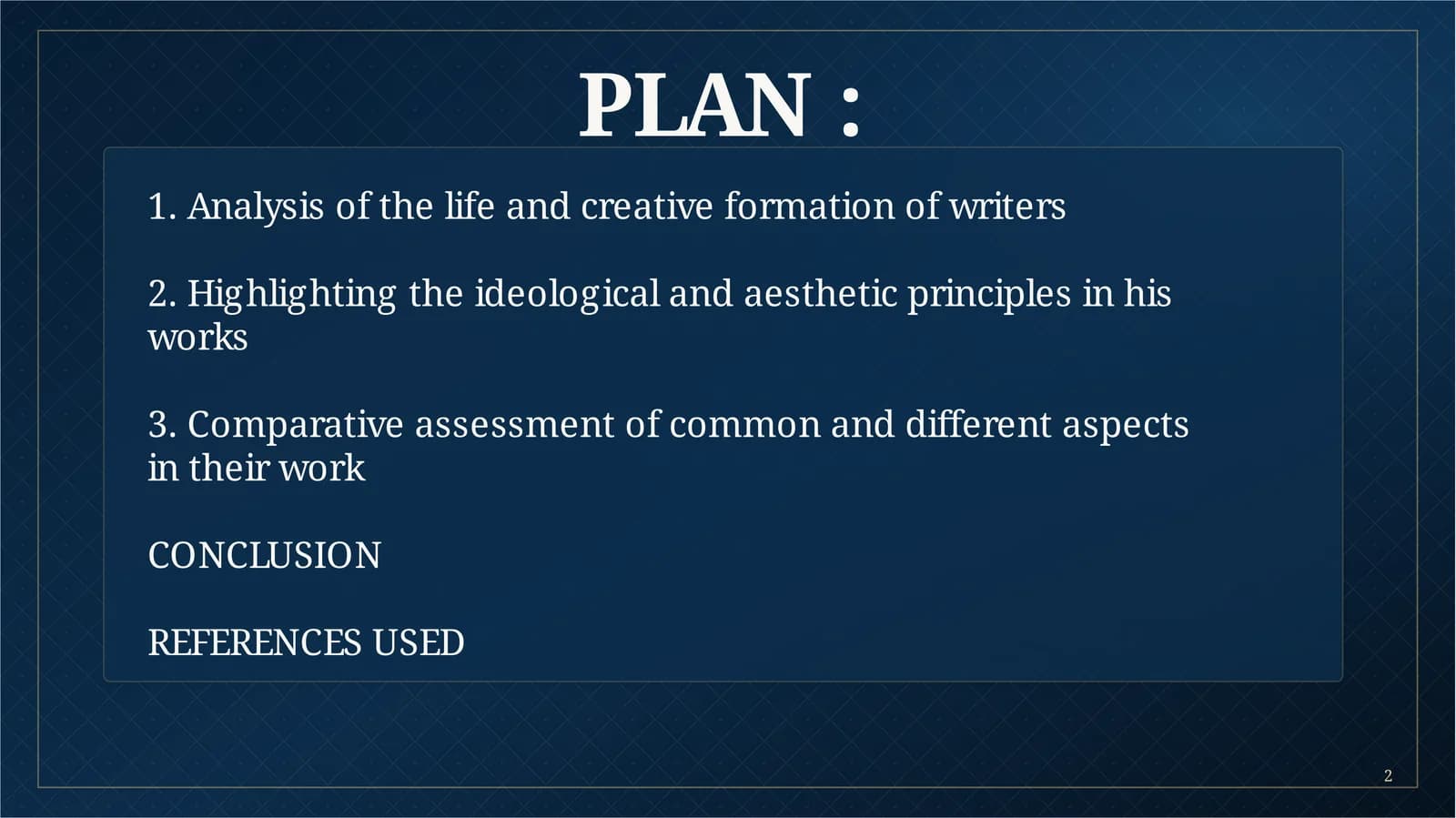 Analizning plani