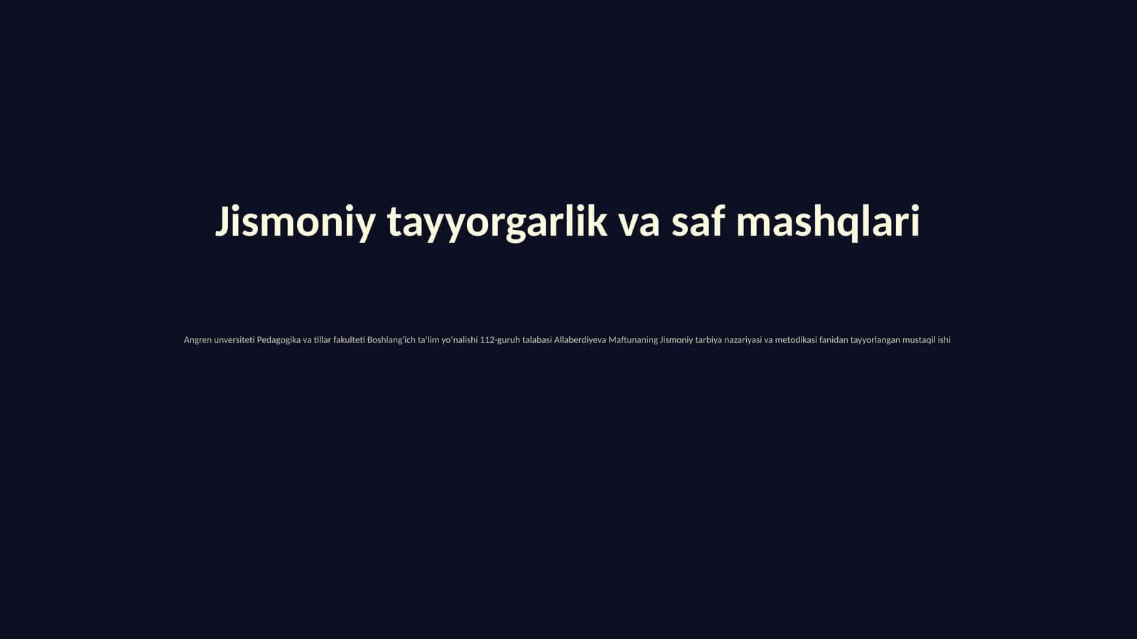 Jismoniy tayyorgarlik va saf mashqlari
