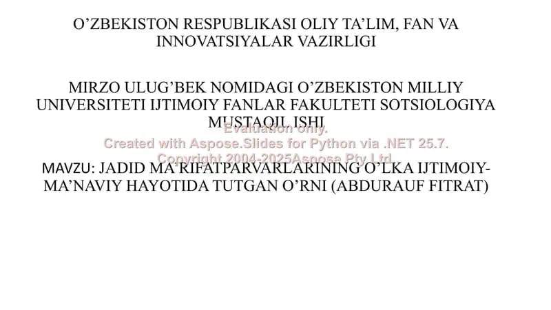 JADID MA’RIFATPARVARLARINING O’LKA IJTIMOIY-MA’NAVIY HAYOTIDA TUTGAN O’RNI (ABDURAUF FITRAT)